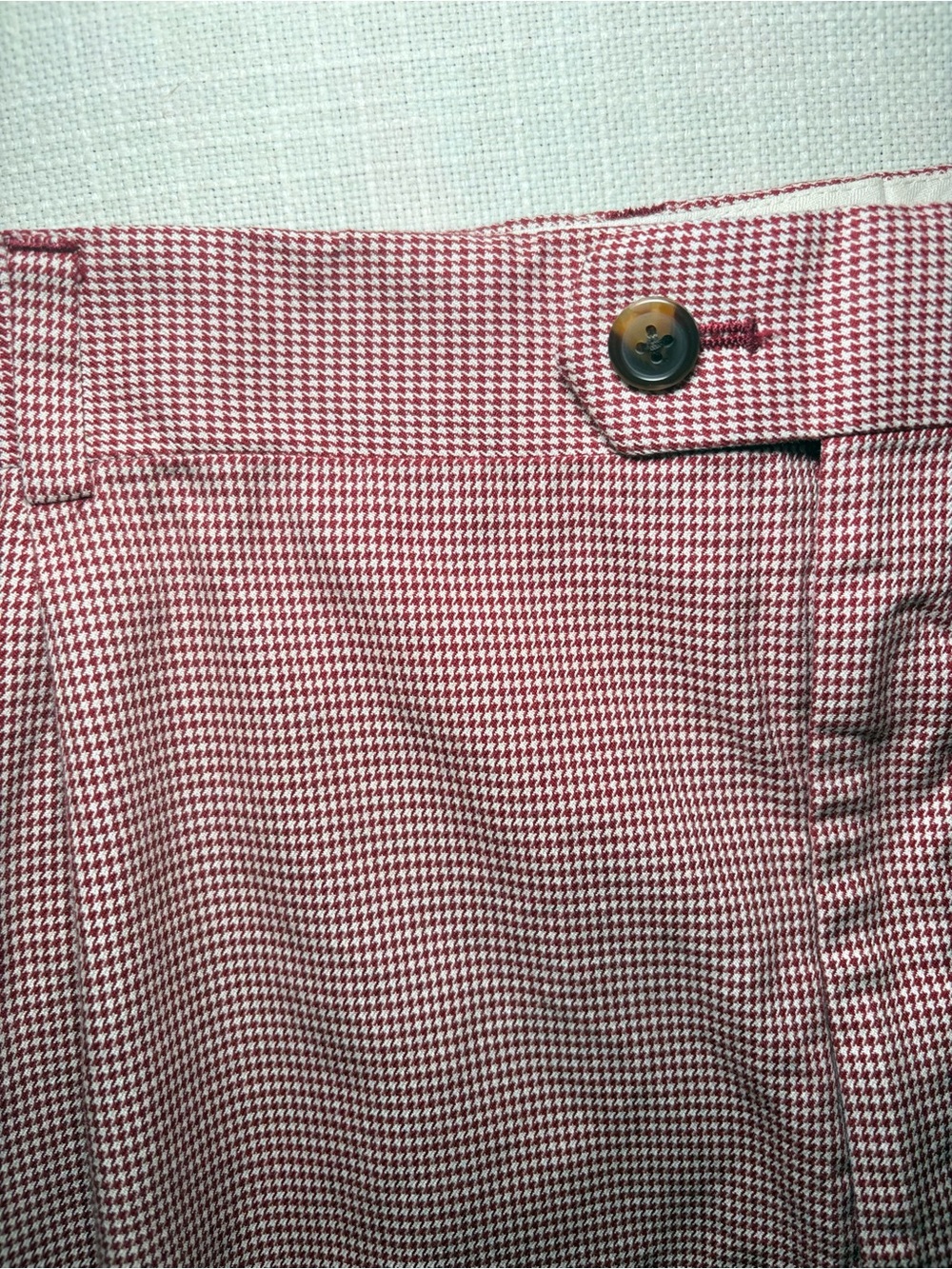 Paul Frederick 100% Cotton Pink Micro Check Pants Men’s Coastal Preppy Casual - Picture 5 of 8
